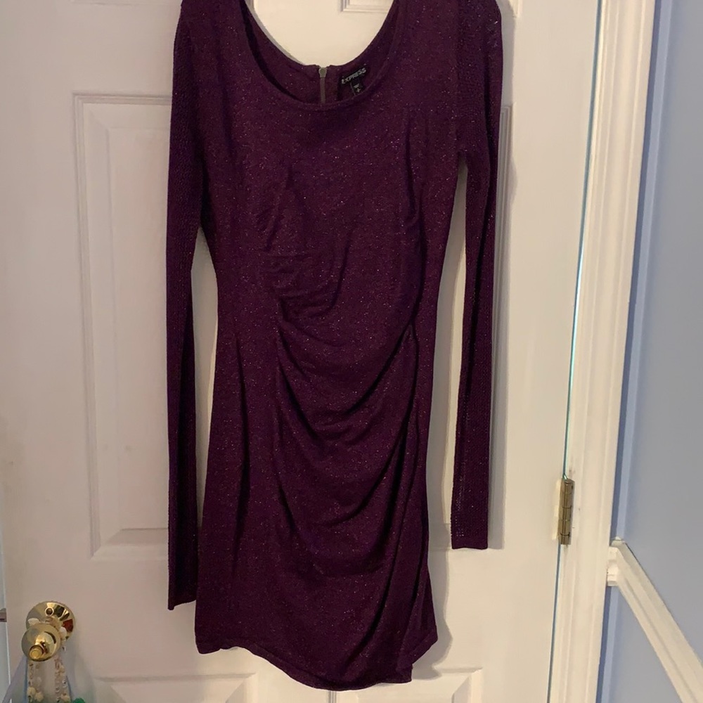 Like new! Express purple glitter bodycon
